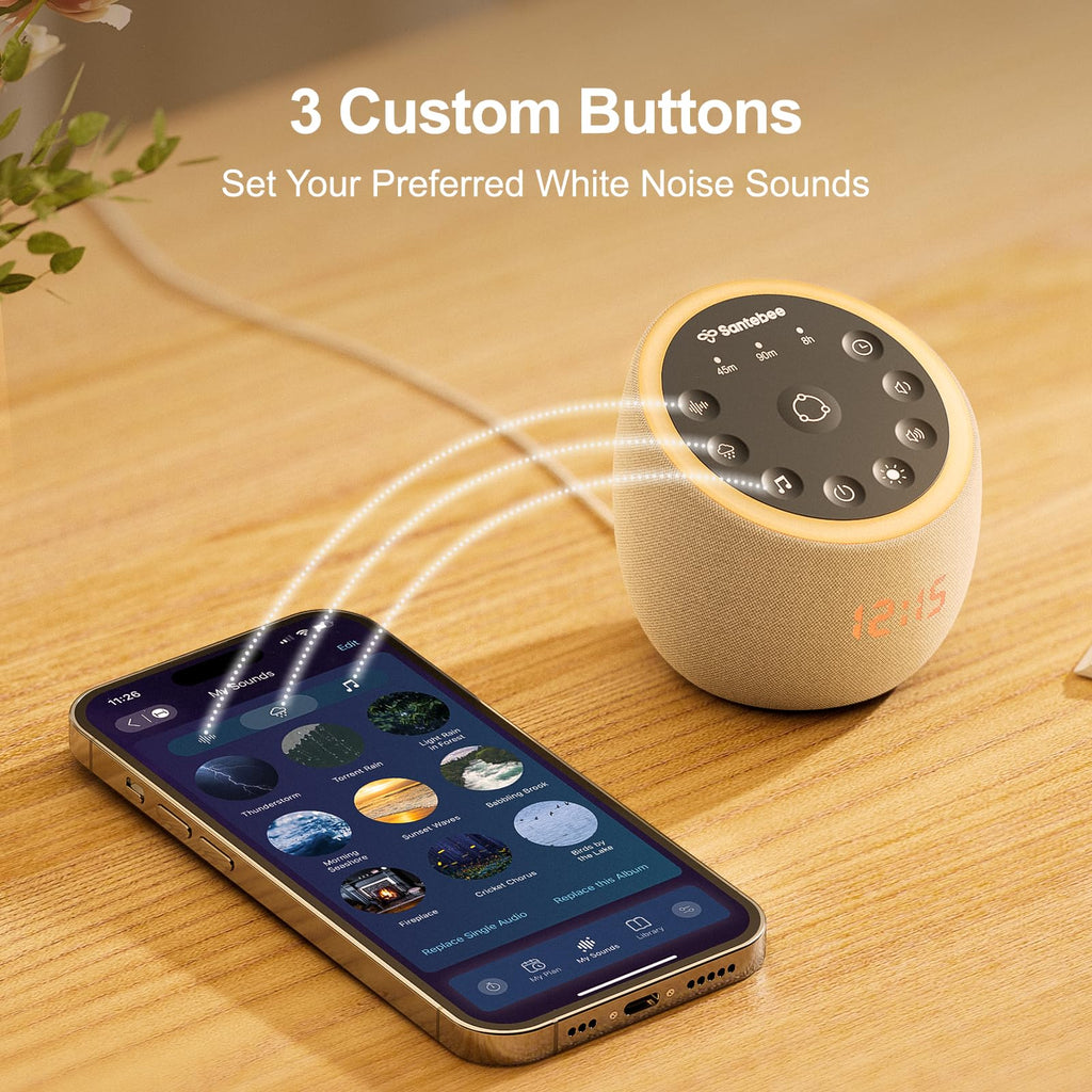 White Noise Sound Machine for Sleep Smart with 388 Sounds&3 Custom Buttons
