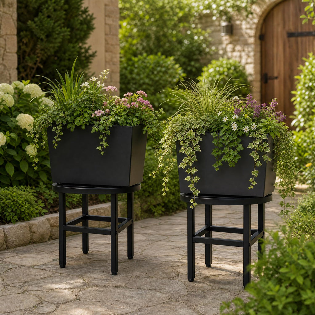Plant Stand Indoor Outdoor, 13" Round Metal Plant Stands Riser, Heavy Duty Wrought Iron Pedestal Holders for Large