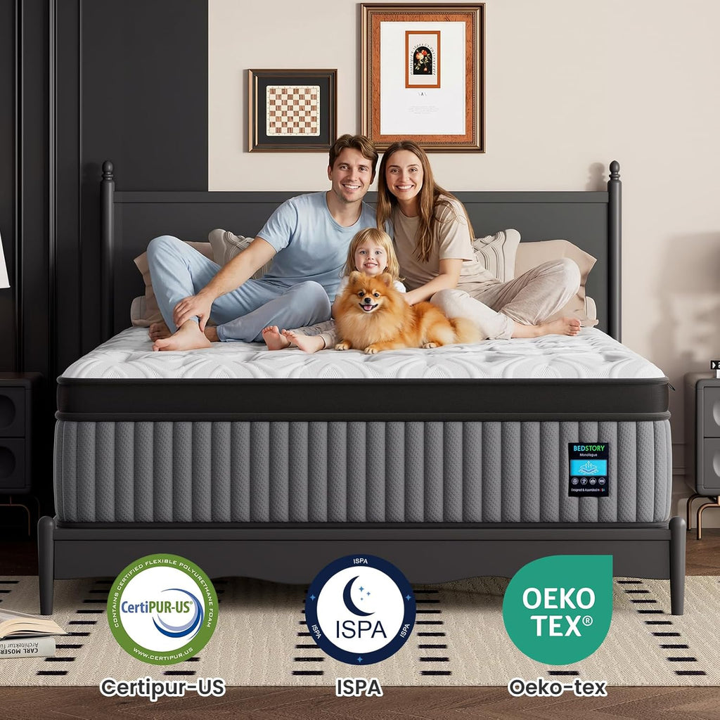 Medium Firm California King Mattress, 14 Inch 7-Zone Deep Sleep Hybrid Mattresses for Pain Pressure Relief