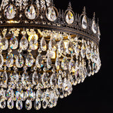 Large Crystal Chandeliers, Vintage French Empire Chandelier, Antique Bronze Crystal Pendant Light, Rustic Farmhouse Ceiling Light for Dining Room Bedroom Living Room Kitchen Foyer, W 24" A108-B0DL5NVW4P