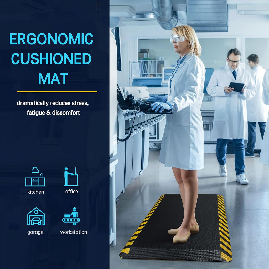 Anti Fatigue Mat Industrial, Ergonomic Standing Floor Mat for Work for Stand -Safety Support for Leg & Back
