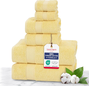 100% Turkish Cotton 6 Pcs Bath Towel Set, Luxury Bath Towels , Soft & Absorbent Bathroom Towels Set (2 Bathtowels, 2