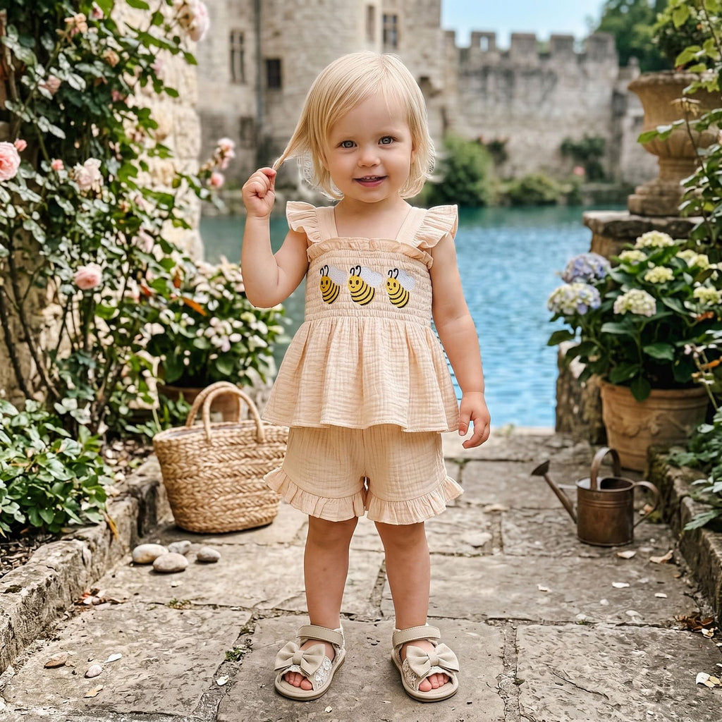 Toddler Baby Girl Summer Clothes Sleeveless Muslin Smocked Top Ruffle Shorts Set 6 9 12 Cute Outfit