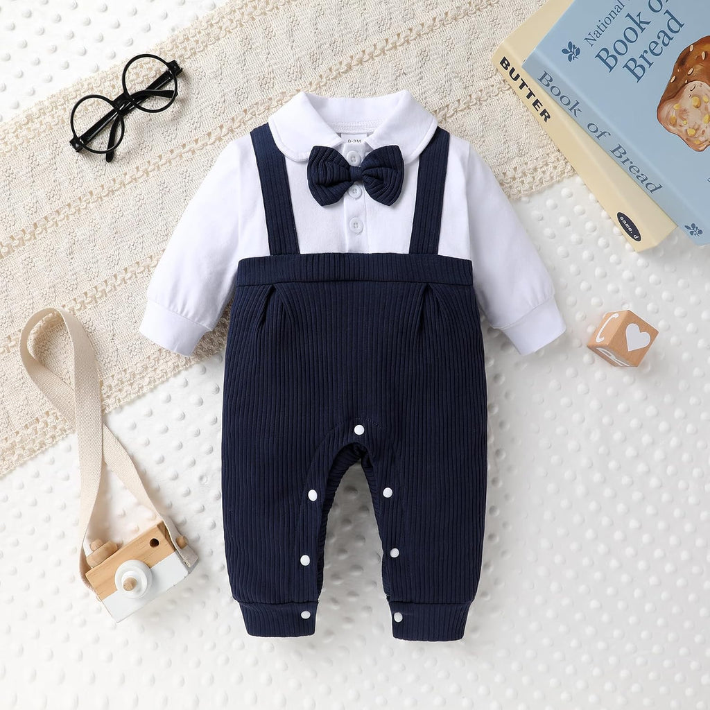 Newborn Baby Boy Clothes Infant Gentleman Outfit Bow Tie Romper