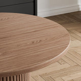 Round Dining Table, 41.7" Modern Wood Kitchen Table for 4, Pedestal Circle Dining Tables, Fluted Dining Table for