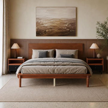 Wood Bed Frame with Headboard & 8.8" Under Bed Storage