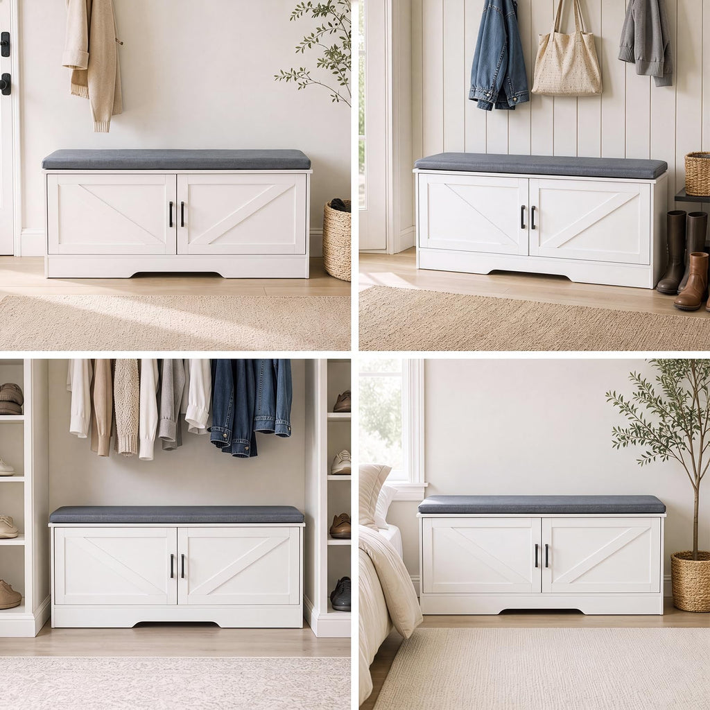 Shoe Bench with Storage, 39.4" Shoe Storage Bench