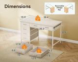 Computer Desk with 6 Drawers, 40 Inch Small Desk with Storage, Reversible Desk with Headphone Hook, Work Study Table