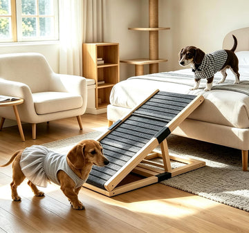 Wooden Dog Ramp for Couch, Foldable Pet Ramp for Small Dogs, 27.6" L