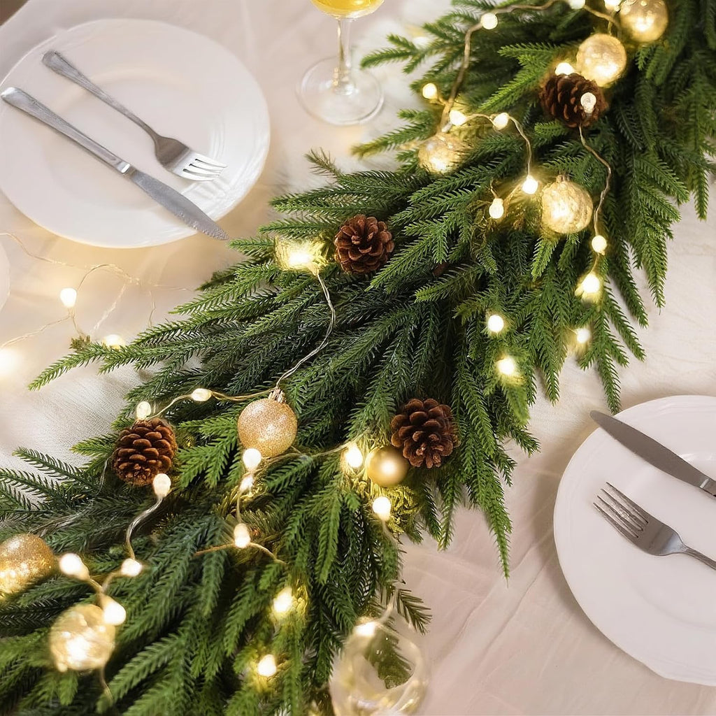 Artificial Christmas Norfolk Pine Garland for Stairs Decor (16 FT,1 PCS)