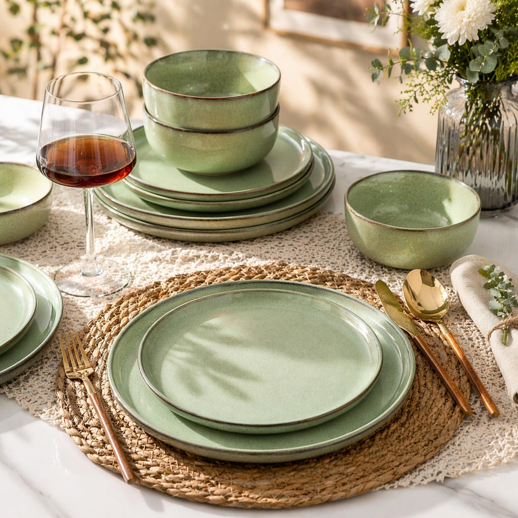 Dinnerware Sets for 6, 24 Pieces Ceramic Plates and Bowls Set