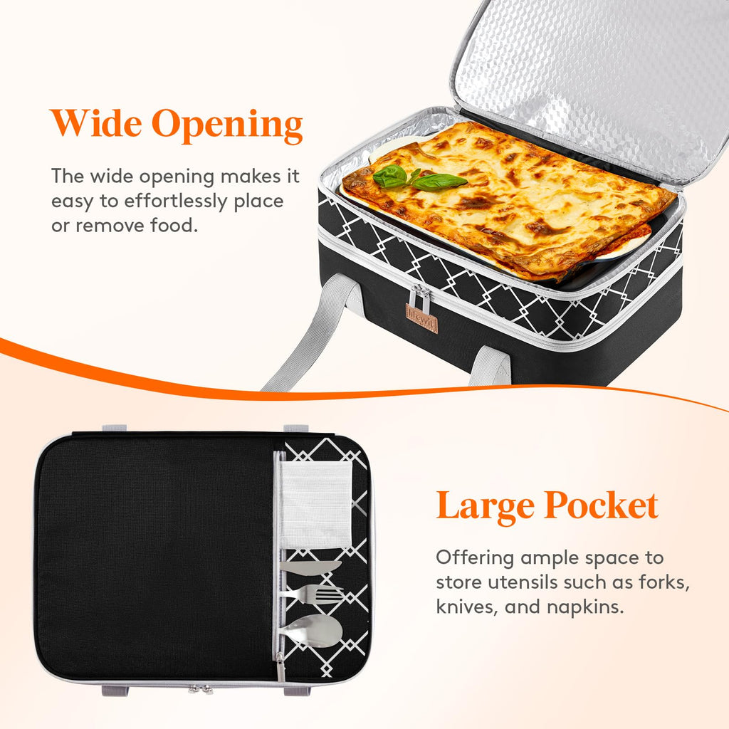 Insulated Double Decker Casserole Carrier, Lasagna Lugger Holder