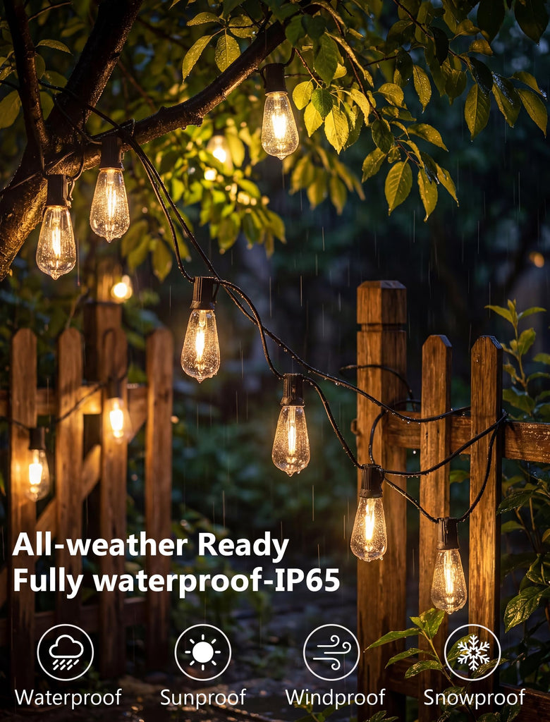 45FT Outdoor String Lights, 30 ST40 Edison LED Patio Lights