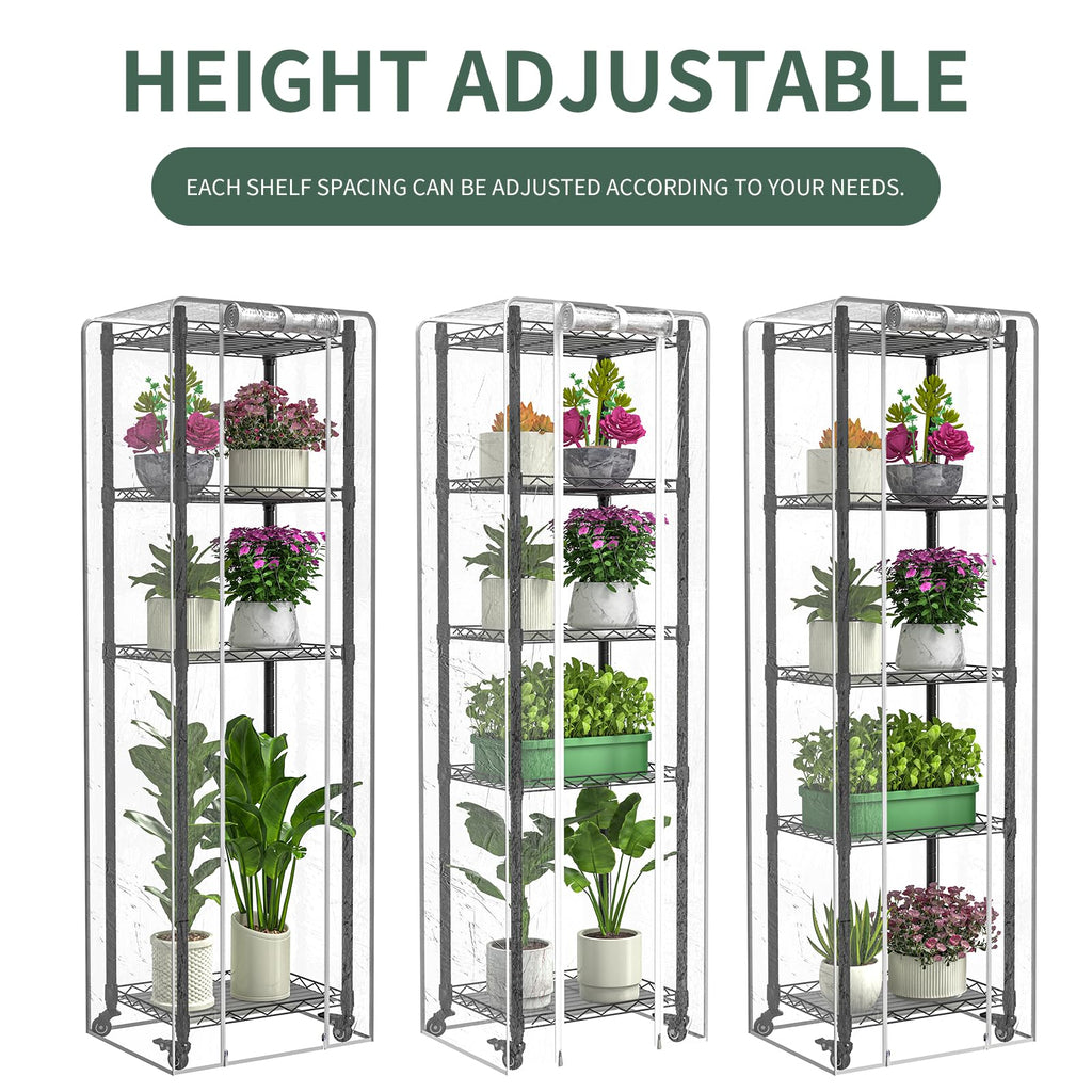 Indoor Greenhouse with Grow Lights 40W, 15.7" L×11.8" W×62.3" H