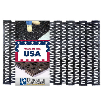 Durite Outdoor Entrance Mat, Black, 24" x 36" | Recycled Rubber Tire-Link Doormat, Heavy Duty Non-Slip, Herringbone