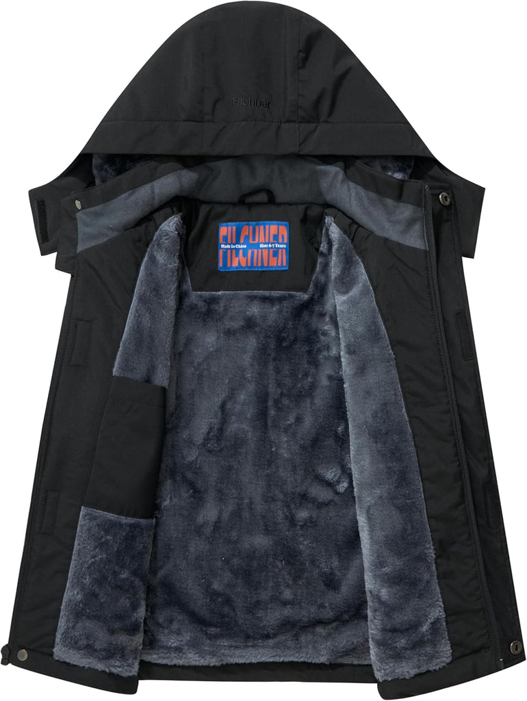 Boys' Waterproof Winter Ski Jacket Removable Hood Snow Coat