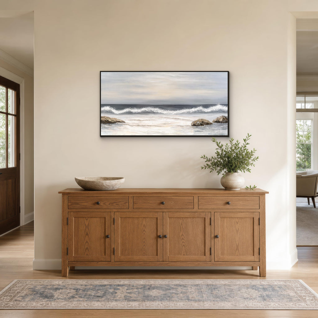 Framed Ocean Wave Canvas Wall Art, 48 x 24 Inches