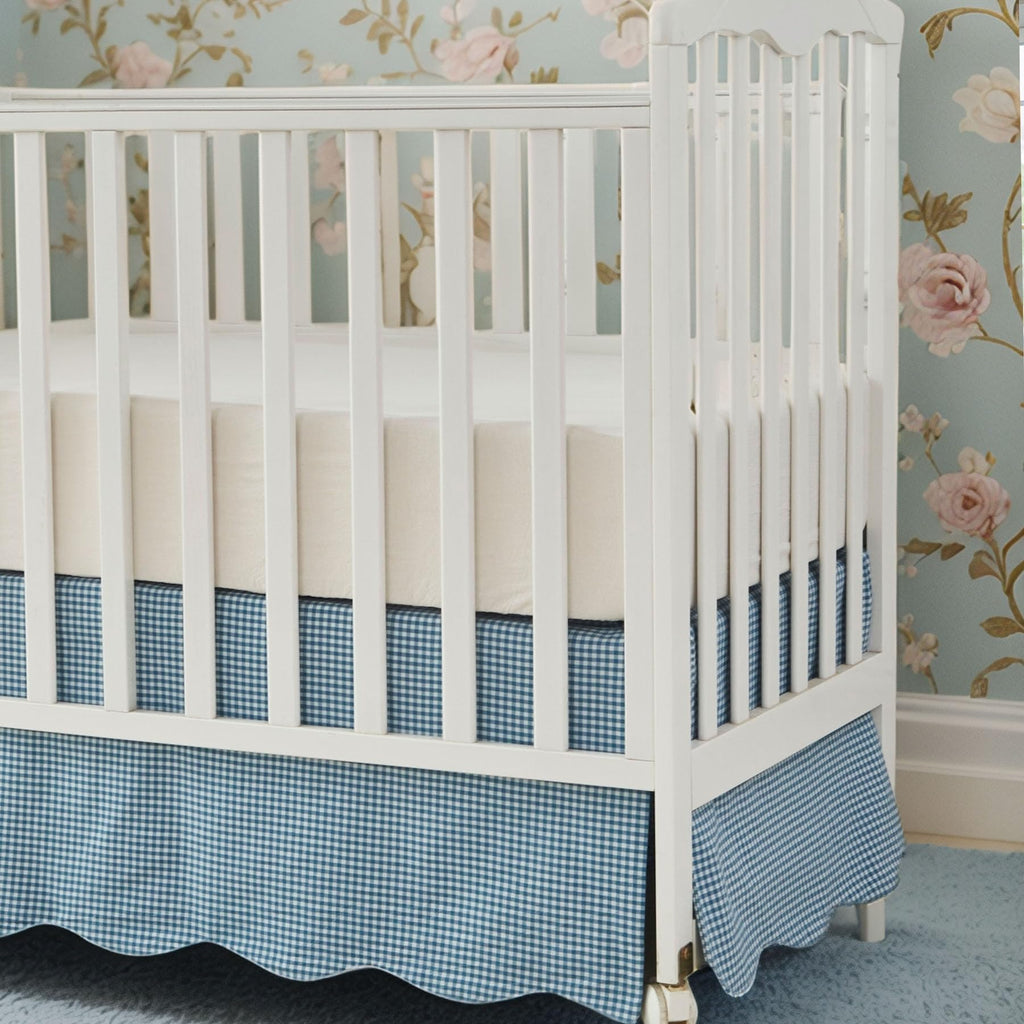 Scallop Edge Cotton Crib Skirt Toddler Bedskirt Baby Nursery Crib Bed Skirt Boho Bohemian Neutral Solid Color