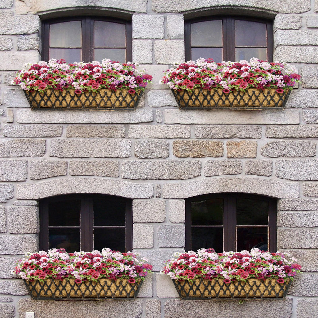 4 Pack 24 Inch Window Boxes Planters Railing Planter Box with Adjustable Brackets for Porch Fence Patio Balcony