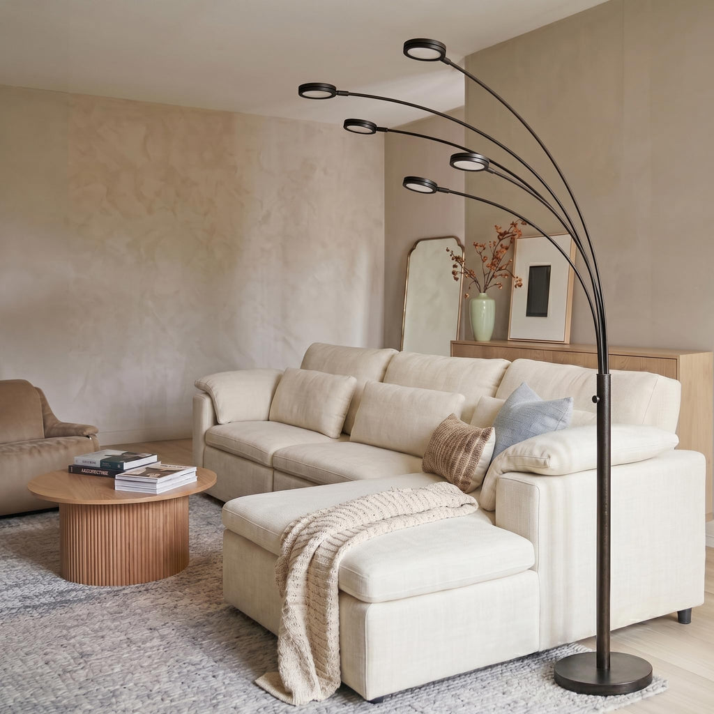Orion Arc Floor Lamp, Dimmable Tree Floor Lamp with 5 Adjustable Arms, Multi-Head Standing Lamp with Flexible
