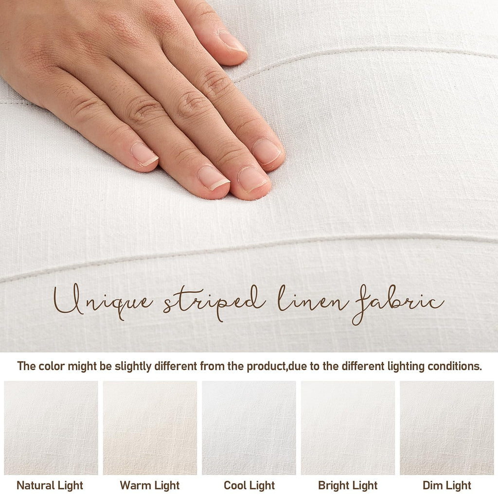 Decorative Linen Throw Pillow Covers 22x22 Set of 2 Solid handcrafted Striped Cushion Covers for Bed Soft Modern