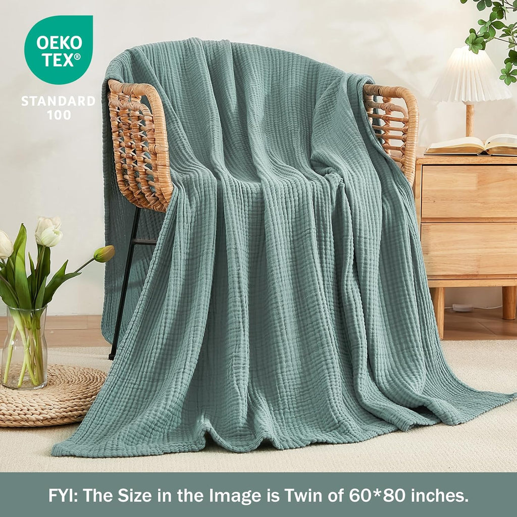 Muslin Throw Blanket for Adults 100% Cotton Blankets, 50"x71")