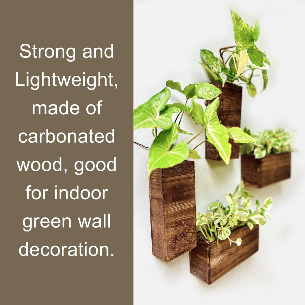 LaLaGreen Wooden Wall Planters (4 Pack) Hanging Wood Planter Box for Plants