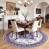 Vintage Round Rug 6ft Washable Non Slip Circle Rugs 72inch Indoor Carpet for Bedroom Living Room Din