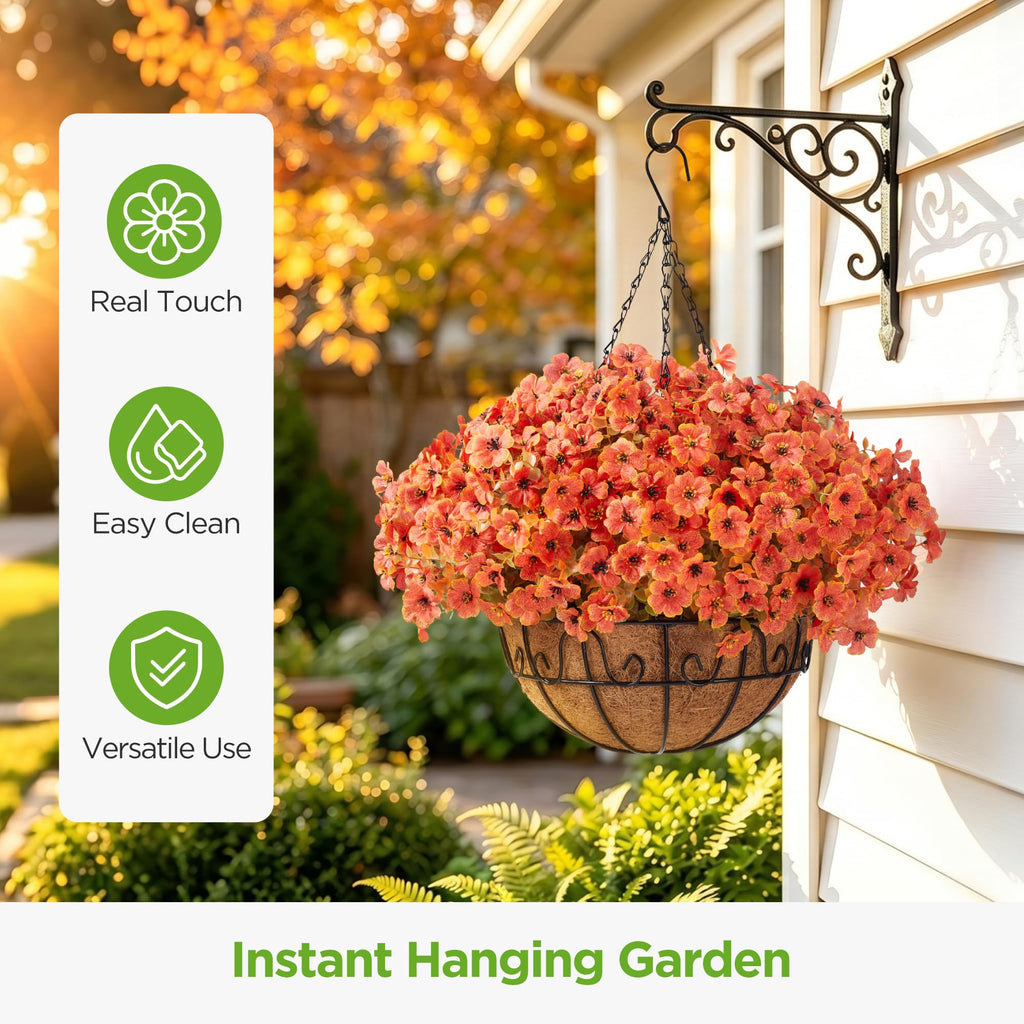 Artificial Hanging Flowers for Outdoors Baskets Fall Decor, Orange