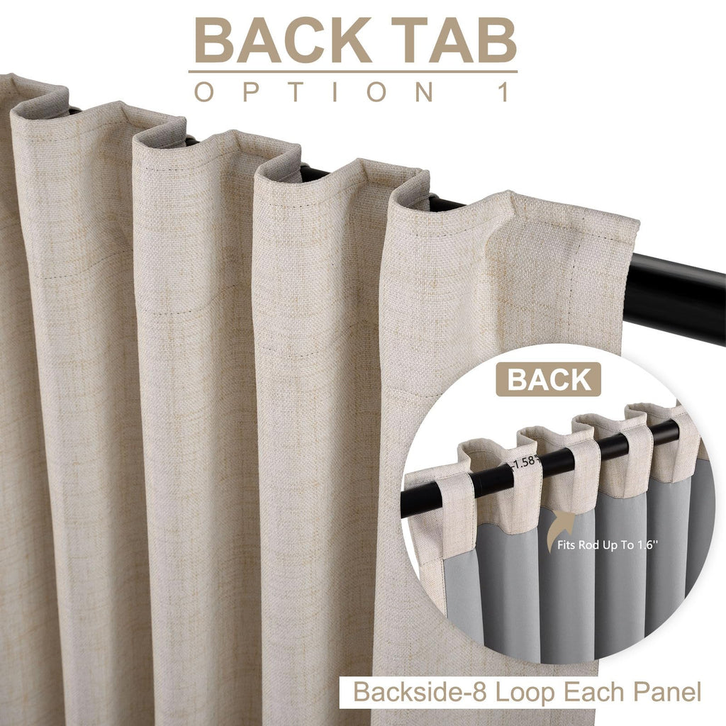Linen Textured Total Blackout Sliding Door Curtains 84 Inches Long, Cream