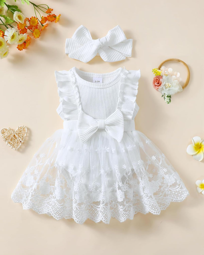 Baby Girl Lace Romper Infant Summer Boho Flower Tulle Dress Party Gifts Photography Outfits