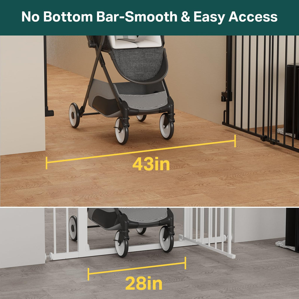 29.2-43" No Bottom Bar Baby Gate, Auto Close Dog Gate Indoor, Black