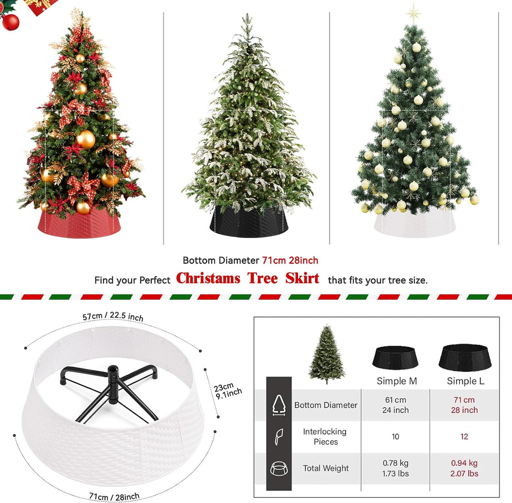 White Tree Collar Christmas Tree Collar - 28 inch Tree Base Cover Plastic Tree Ring Xmas Ornament for Christmas New