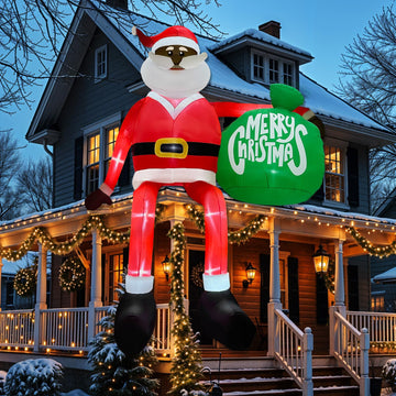 13 FT Giant Christmas Inflatables Black Santa Christmas Decorations