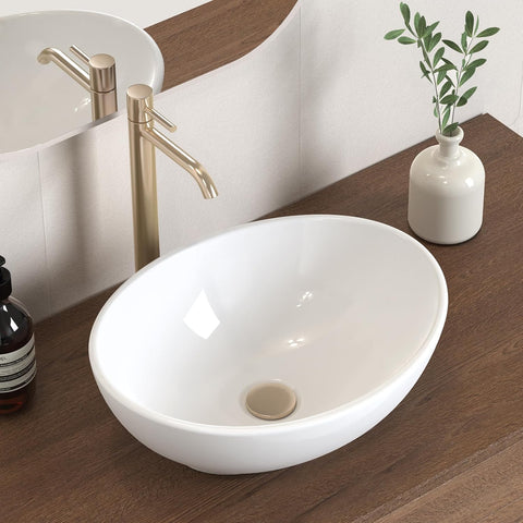 KES Bathroom Vessel Sink, 16" x 13" Oval Vessel Sink for Bathroom Vanity Countertop
