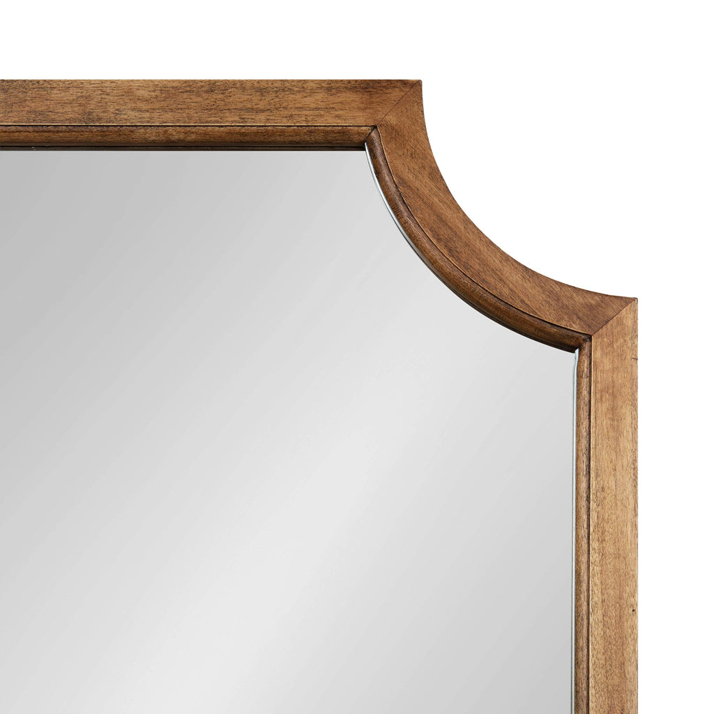 Hogan Farmhouse Wood Framed Wall Mirror, 24 x 36, Rustic Brown, Modern Wall Accent with Scalloped Corners