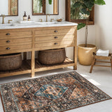 Washable Living Room Area Rug - 3x5 Non-Slip Ultra-Thin Rugs for Entryway, Throw Small Stain Resista