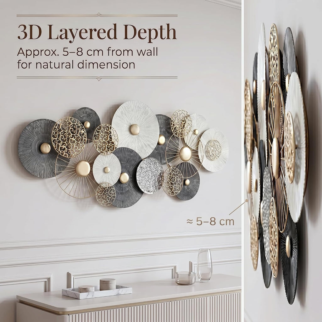55x24in Large Metal Wall Art Decor,3D Disc Design
