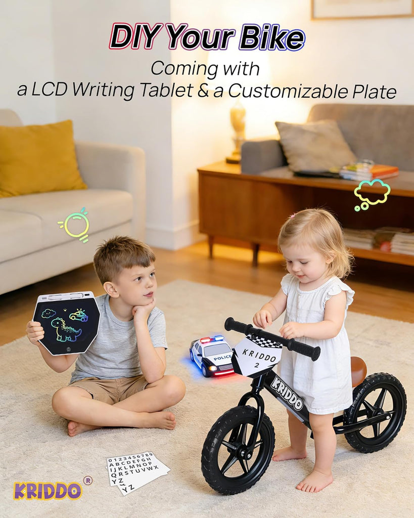 Toddler Balance Bike 2 Years Old with LCD Writing Tablet