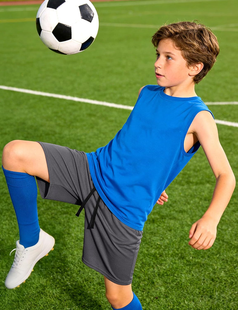 Boys Athletic Shorts 3 Pack Kids Quick Dry Mesh Short with Pockets