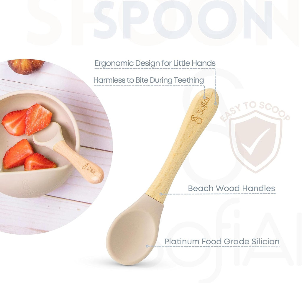BPA-Free Non-Toxic Silicone Baby Plate Set - Piece Baby Led Weaning Starter Kit with Suction Divider Plate, Soft