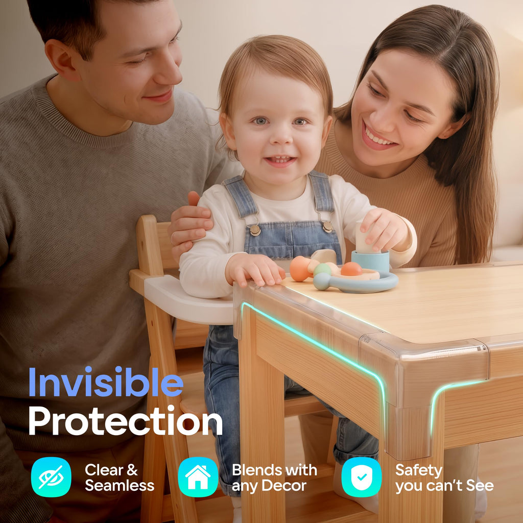 Furniture Corner & Edge Safety Bumpers, 16ft Edge Protector & 4 Clear Corner Protector Baby Proofing. Clear Corner