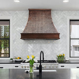 Copper Wall Mount Range Hood 610 CFM LED Lights Dishwasher-Safe Baffle Filters