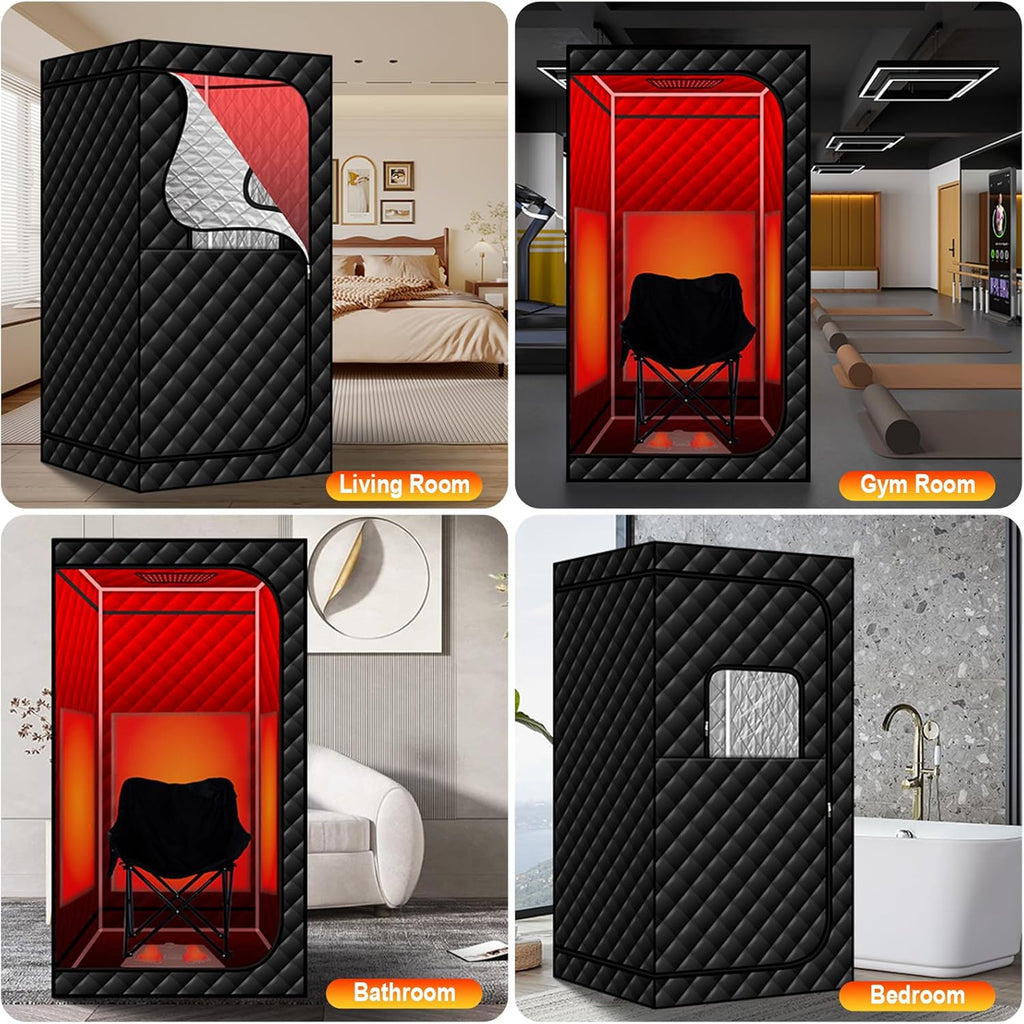 Portable Infrared Sauna with 600nm Red Light, Personal Sauna Spa with Remote Control and Large Foldable Chair