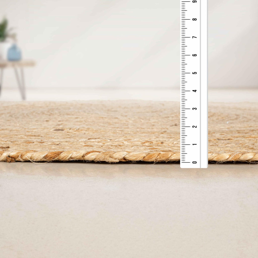 Hand Woven Round Jute Braided Rug 4ft - Natural