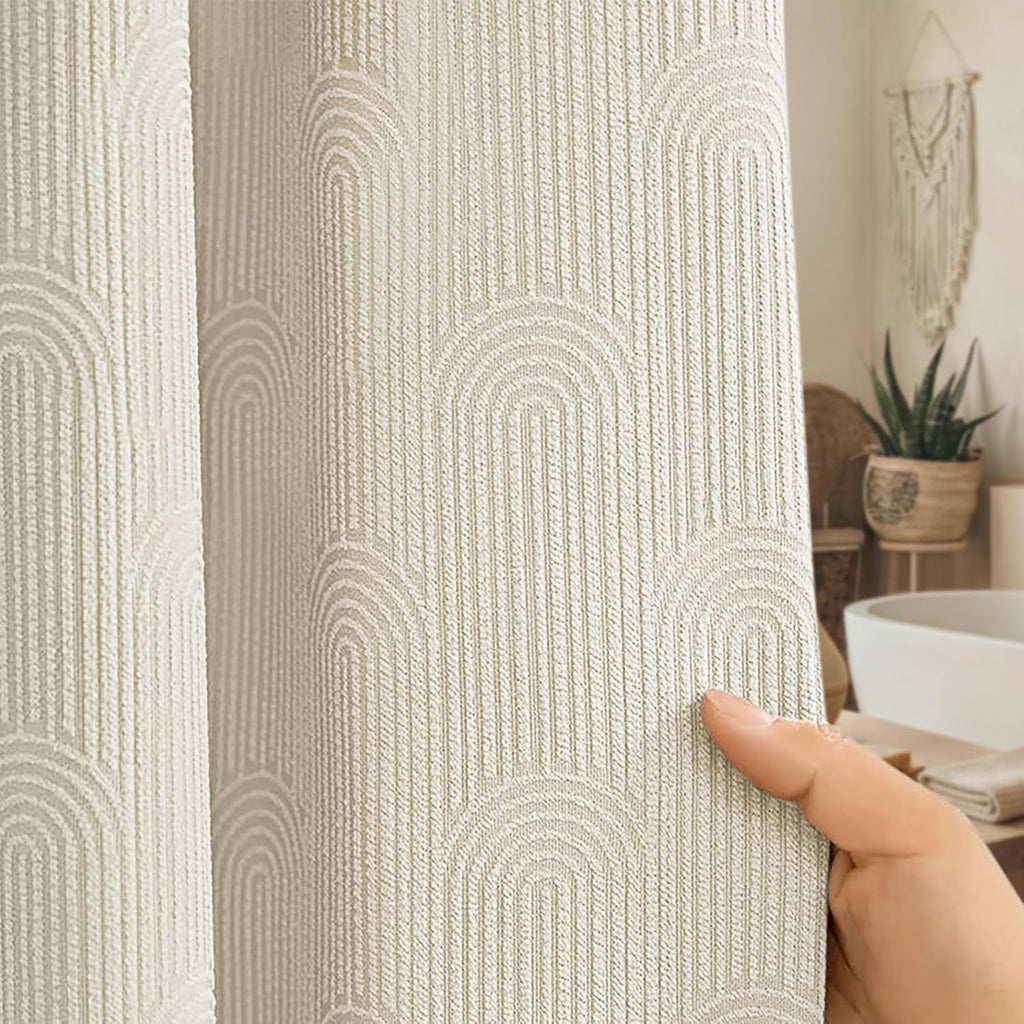 Cream Boho Cotton Shower Curtain Arch,72" W x 72" L | Minimalist Shower Curtain