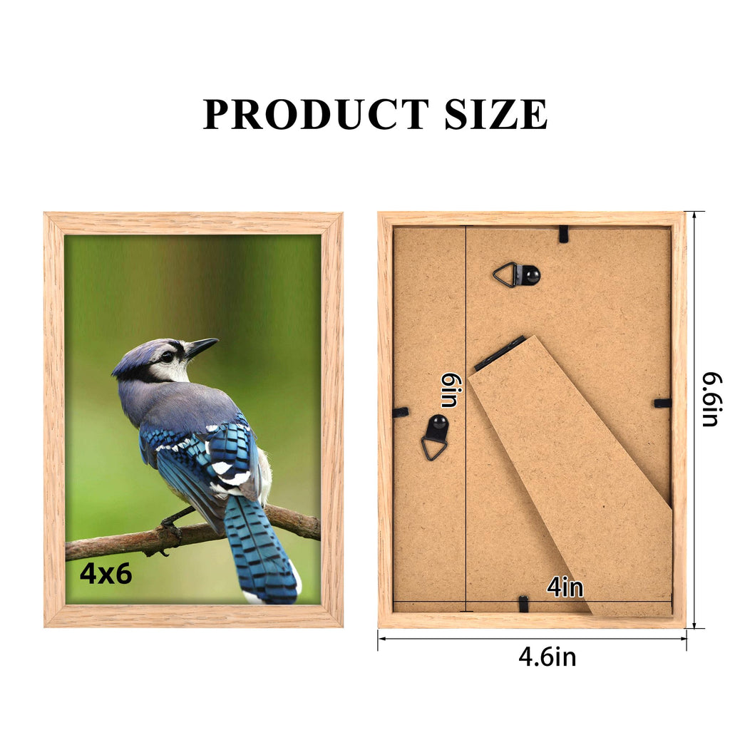 4x6 Picture Frame Set of 3 Natural Solid Oak Wood Wooden Photo Collage Decor Beige Postcard Frames with Plexiglass