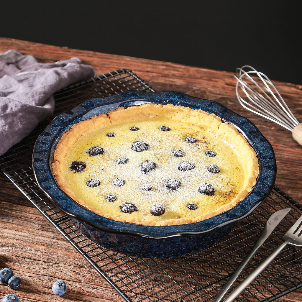Ceramic Pie Pan for Baking - 9 inch Pie Plate, Round, Fluted and Deep Pie Dish for Tart, Pizza, Apple Pie, Quiche