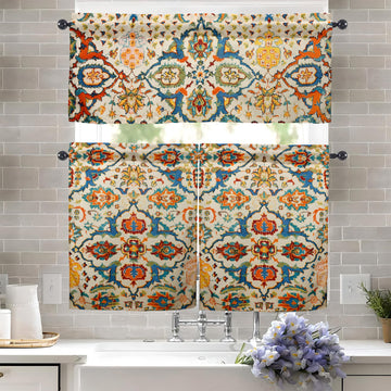 Boho Kitchen Curtains Valances Set 3 Piece Windows Decor
