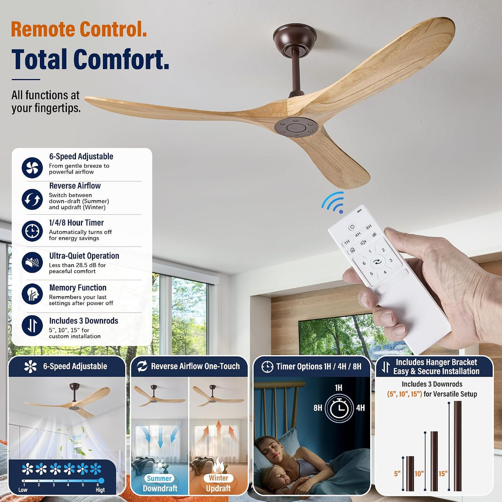 Inspired Maverick Style 60" wood ceiling fan, Oil Rubbed Bronze
